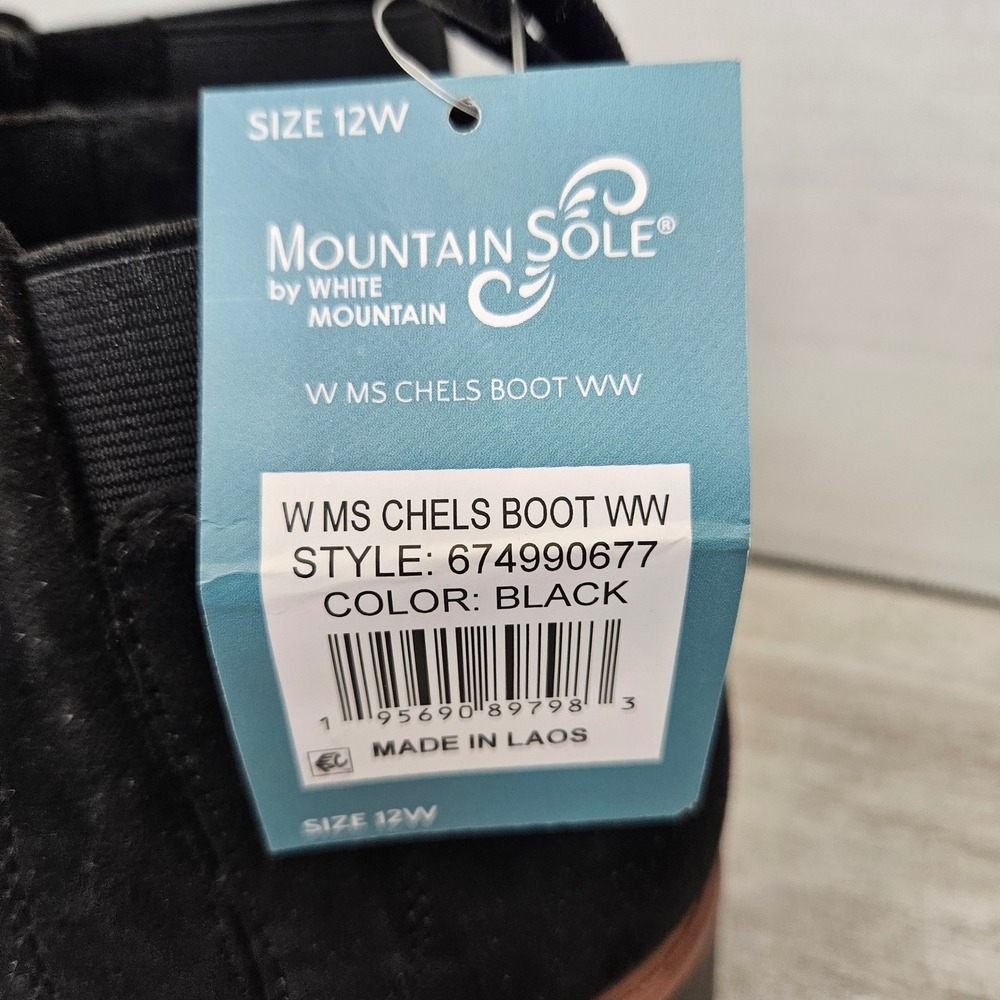 Mountain Sole by White Mountain Womens Chels Black Suede Ankle Boots 12W wide - Picture 2 of 6